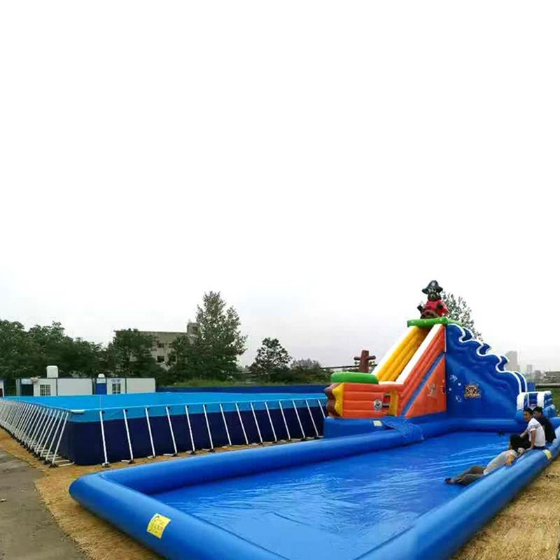 新款充气海盗滑梯大型水上乐园户外移动充气滑梯水池组