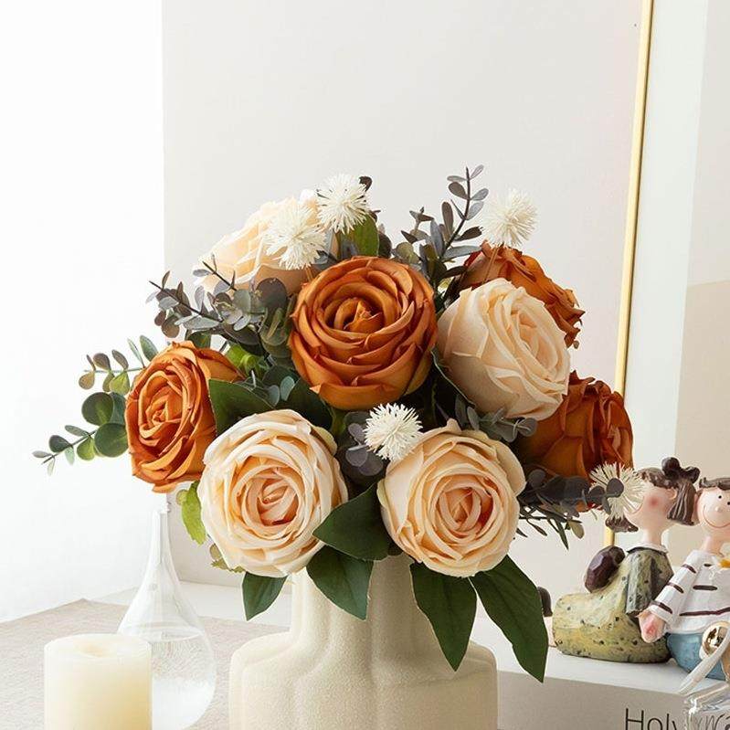 花假花美式复古油画风欧皇玫瑰轻奢客厅餐桌玄关装饰摆件毛绒其他,电子元器件市场,其它元器件,淘宝优惠券,粉丝福利购,淘宝优惠卷