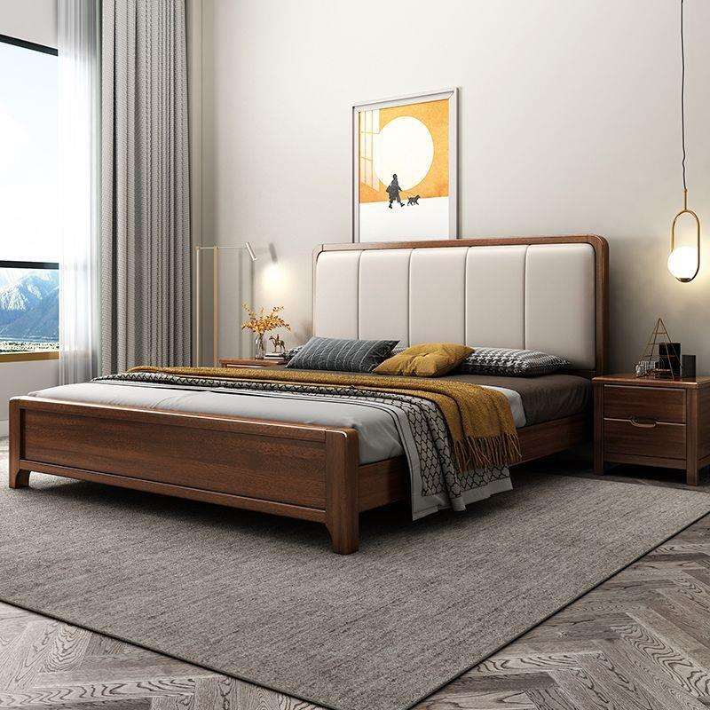 3l胡桃木实木软包床中式主卧大床1米5高箱储物床1米8双人床2米大