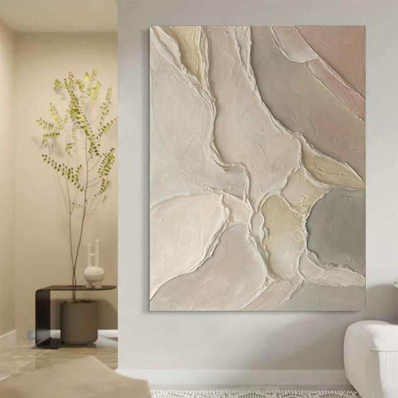 纯手绘油画轻奢奶油风玄关客厅装饰画抽象肌理画入户玄幻极简艺术