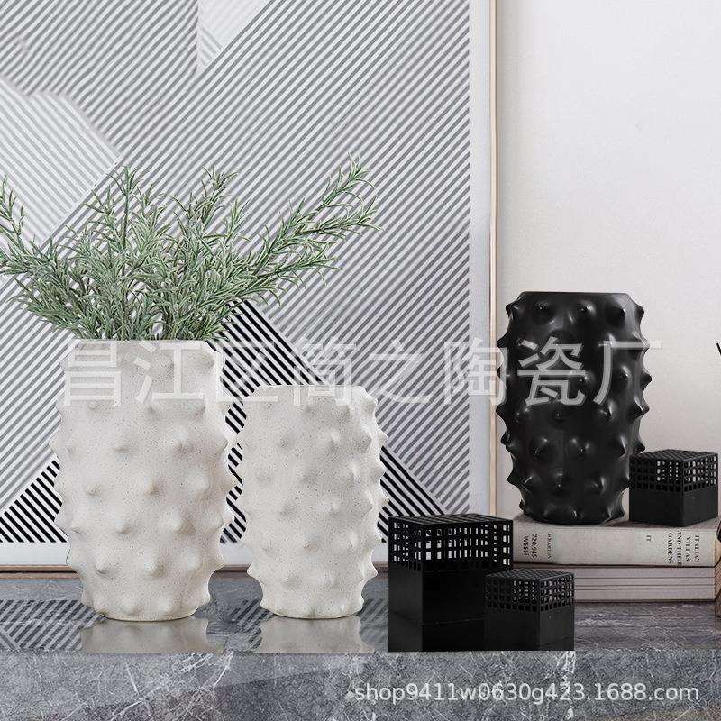 陶瓷菠萝仿真花瓶餐桌摆件客厅插花简约现代样板房间家居装饰花器