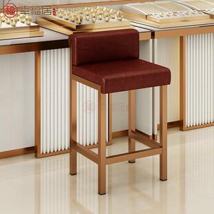 珠宝椅不锈钢椅子现代简约收银台椅高脚凳吧台椅靠背珠宝店高凳子