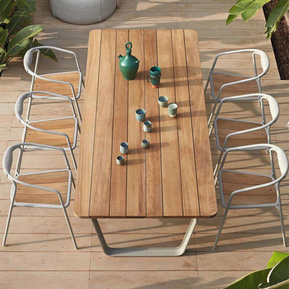 户外餐桌椅柚木防雨防晒简约藤编家具室外阳台藤露天休闲庭院别墅