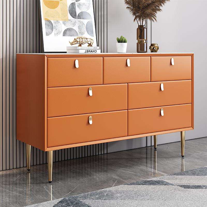 轻奢七斗柜简约现代主卧室装饰收纳抽屉1m客厅靠墙皮质实木电视柜