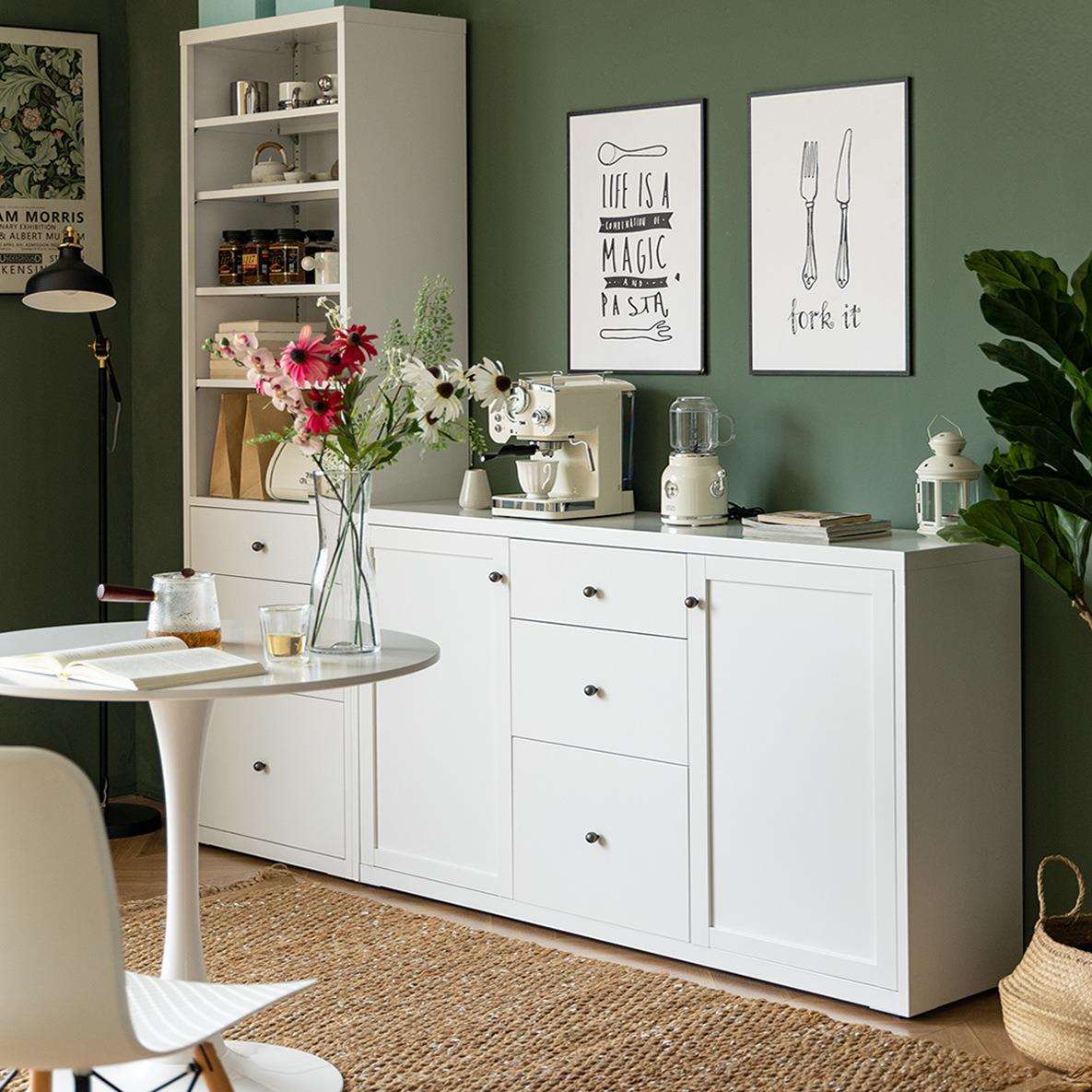 信工全屋钢制餐边柜36cm带抽屉厨房收纳柜简约轻奢金属储物柜