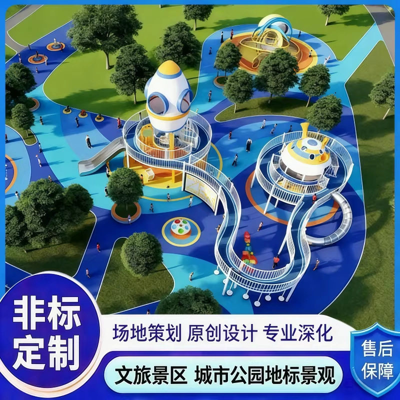 新款户外大型儿童不锈钢滑梯组合设备厂家无动力游乐场设施跨境直