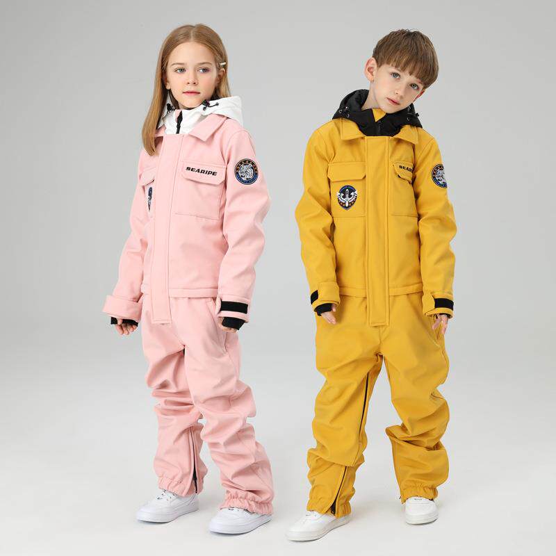 雪怡派儿童滑雪服套装男童女童工装连体滑雪衣防风防水滑雪装备