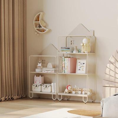 置物架落地卧室靠墙奶油风收纳架可爱储物架房间多层杂物收纳架子