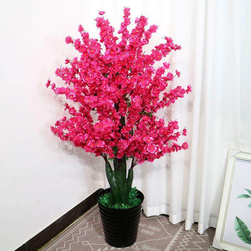 仿真桃花树假花落地装饰仿真植物盆景仿真花客厅摆放花商场造景