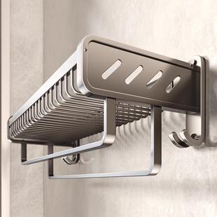 毛巾架卫生间免打孔浴室厕所洗手间置物架一体壁挂式浴巾衣服收纳