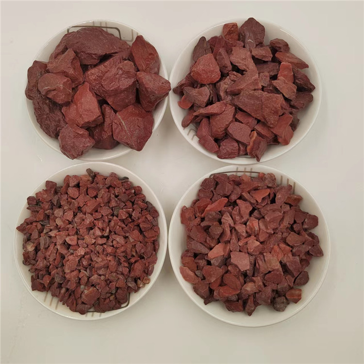 厂家供应鸡血红石子胭脂红碎石红色砾石水磨石地面用红石子