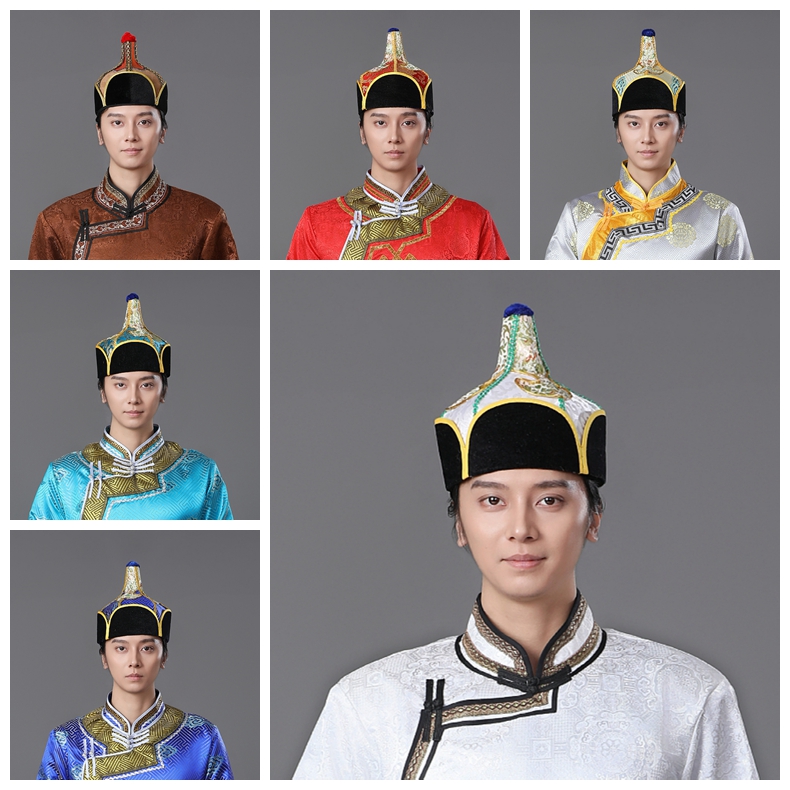 男帽子蒙古族民族特色服装配饰男士蒙古王爷帽子头饰舞蹈演出礼仪