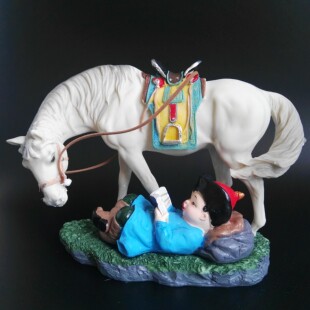 蒙古元素工艺品树脂摆件马下看书小孩人物造型摆件装饰品礼品包邮