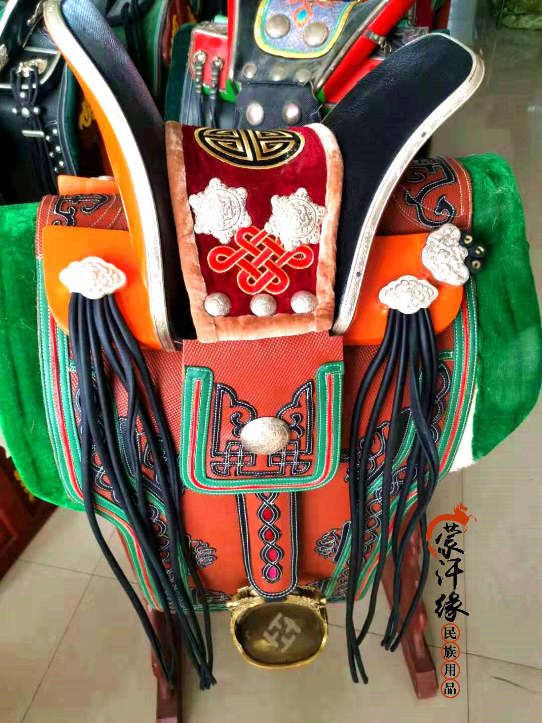 摆件蒙古特色手工艺品马鞍纯皮马具摆件大型蒙古包装饰品马鞍包邮