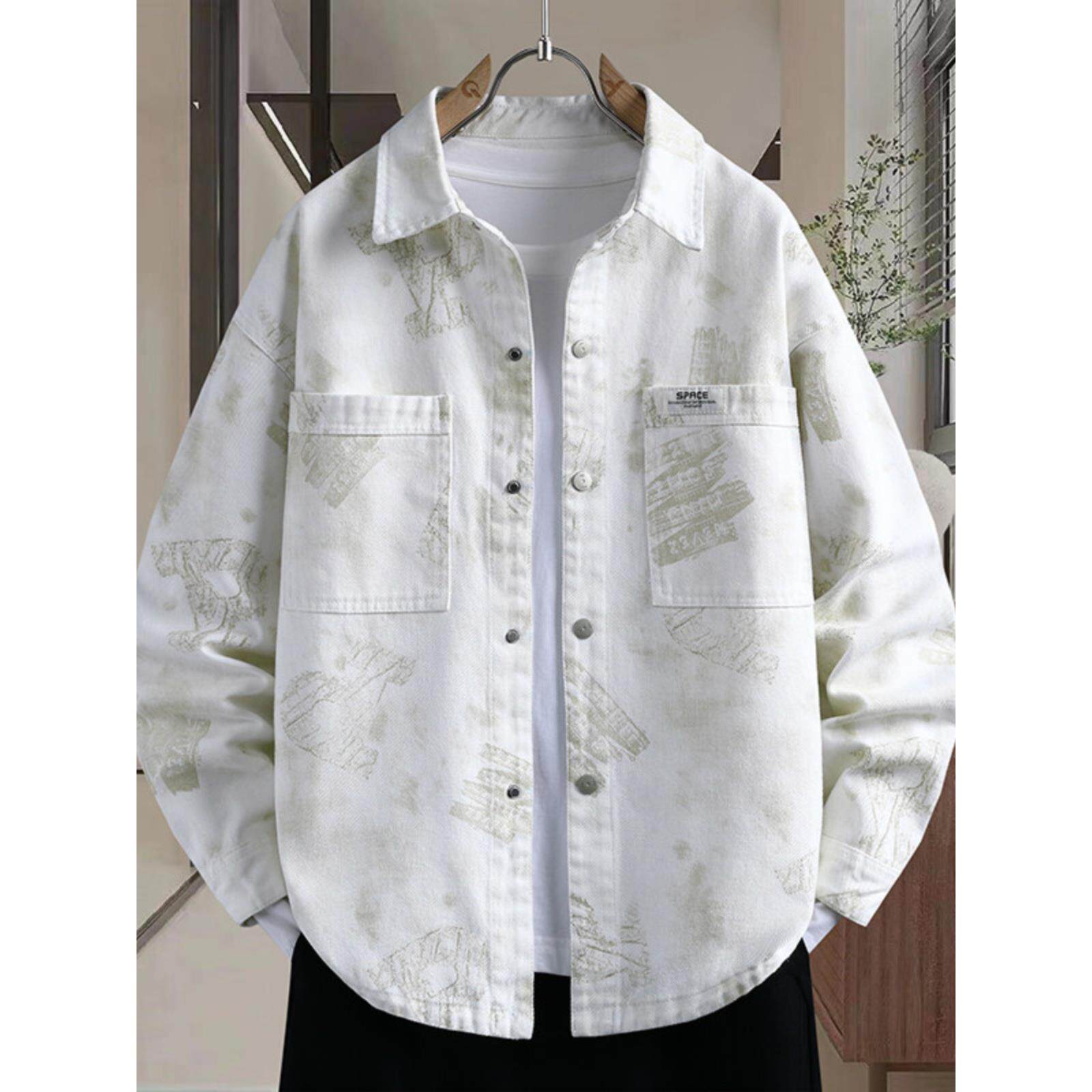 水洗纯棉长袖衬衫外套男2026新款潮牌高级感痞帅青少年牛仔夹克衫
