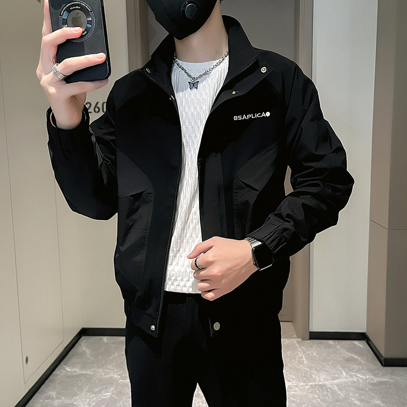潮牌痞帅工装外套男春秋款潮流刺绣夹克2026新款男士休闲春装上衣