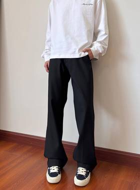 布老哥Blog 美式高街cleanfit西裤百搭黑色廓形直筒微喇裤子K578