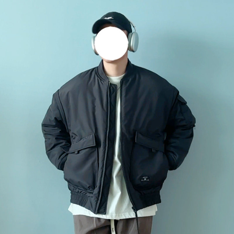 美式潮牌飞行员夹克秋冬男女夹棉加厚防水保暖立领棒球服棉服男