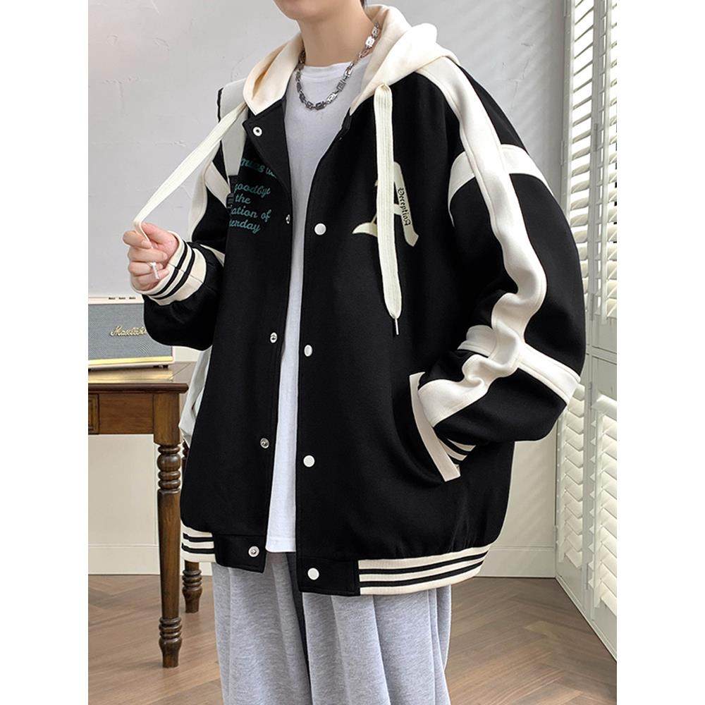 13春秋季棒球服外套男孩初中学生15加绒加厚夹克16青少年连帽男装