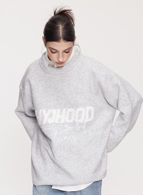 ZHYJ慵懒风宽松休闲毛衣圆领套头针织衫秋冬加厚男女情侣美式上衣