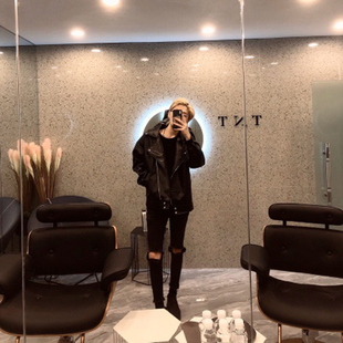 乞丐裤 网红弹力黑色膝盖破洞牛仔裤 子九分裤 小脚痞帅男裤 男 男修身