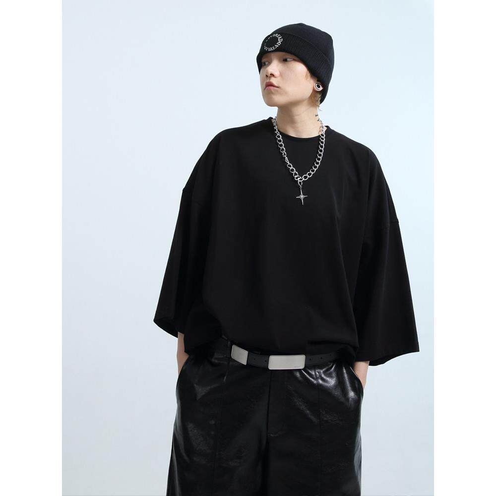 「GRNL」基本款全棉廓形宽松短袖TEE男女OVERSIZE极简七分袖大T恤