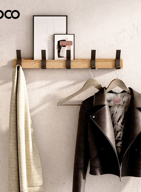 UOCO 实木挂钩壁挂衣钩入户挂衣架门后卧室创意玄关墙上衣服排钩