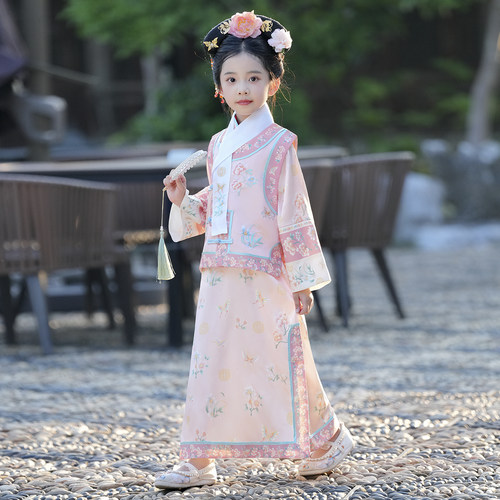 女童古装清朝格格服2026新款春秋满族儿童汉服新中式宫廷旗袍套装