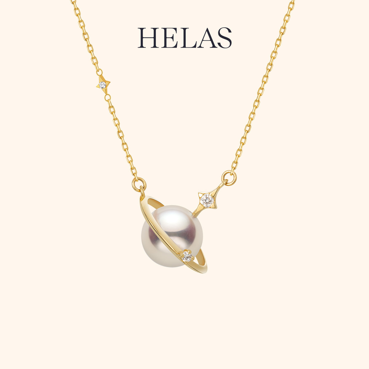 HELAS赫拉海水珍珠18K金钻石项链图片