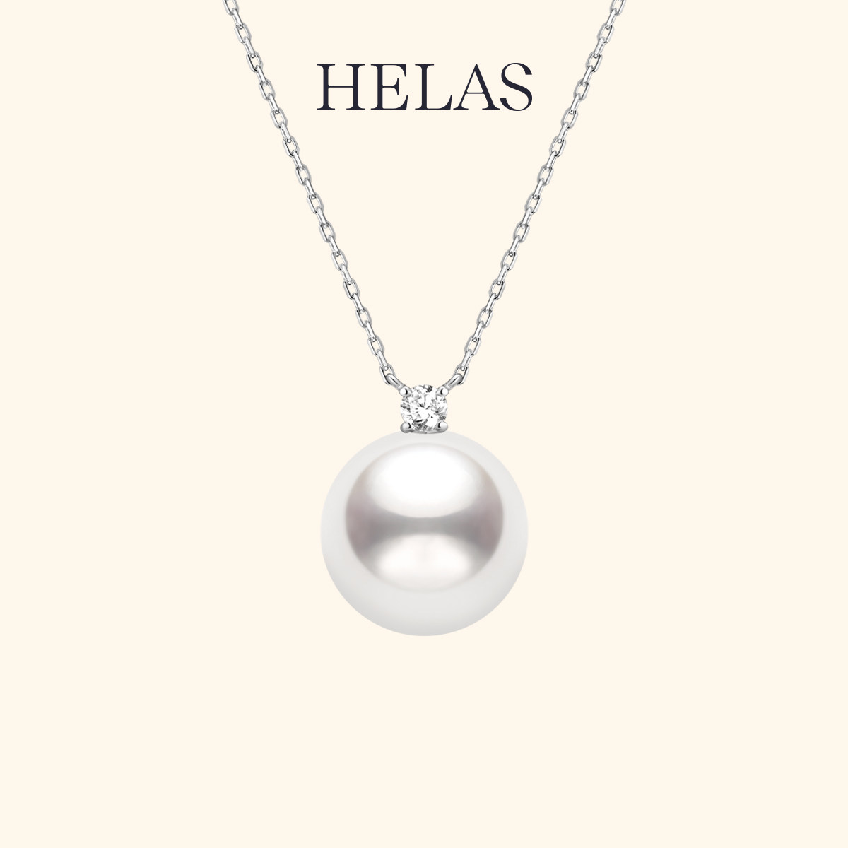 HELAS赫拉戴妃澳白珍珠项链王妃颈链海水珍珠吊坠18K金钻石颈饰女