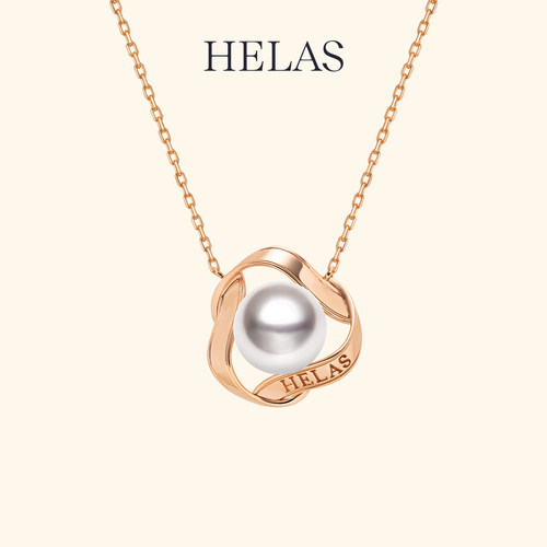 【独家惊喜盒】HELAS赫拉山茶花Akoya海水珍珠项链18K金七夕礼物