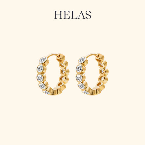 HELAS赫拉14K金培育钻耳圈耳环