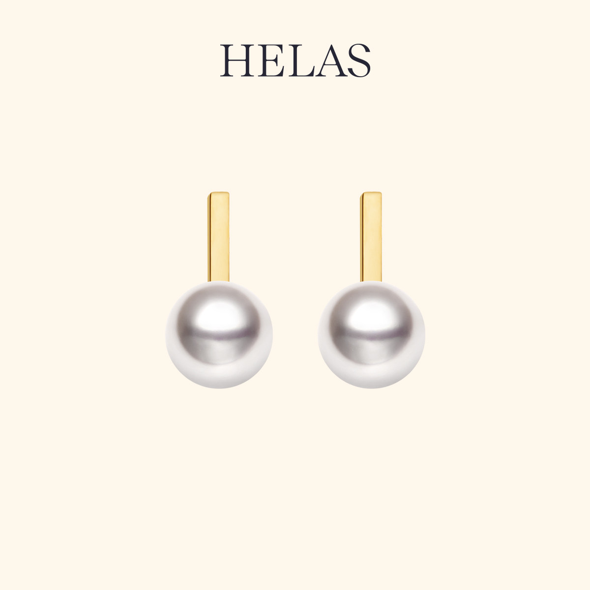 HELAS赫拉音符海水珍珠18K金耳钉图片