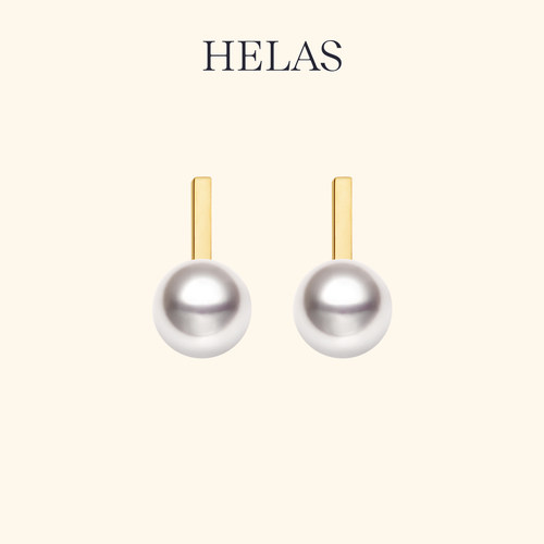 HELAS赫拉音符海水珍珠18K金耳钉