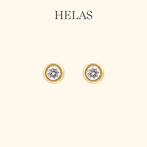 HELAS赫拉18K金真钻石耳钉养耳洞
