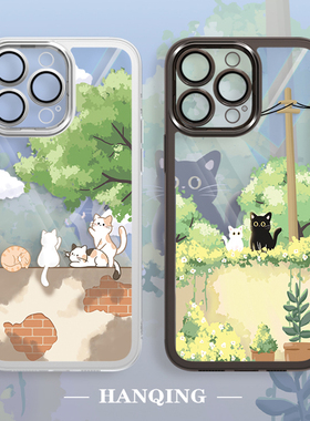 适用苹果17/16手机壳iPhone14plus新款13苹果15/12/xsmax可爱猫咪11promax小众mini女xr清新8plus透明硅胶se