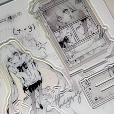 初音未来黑白漫画立牌摆件10厘米