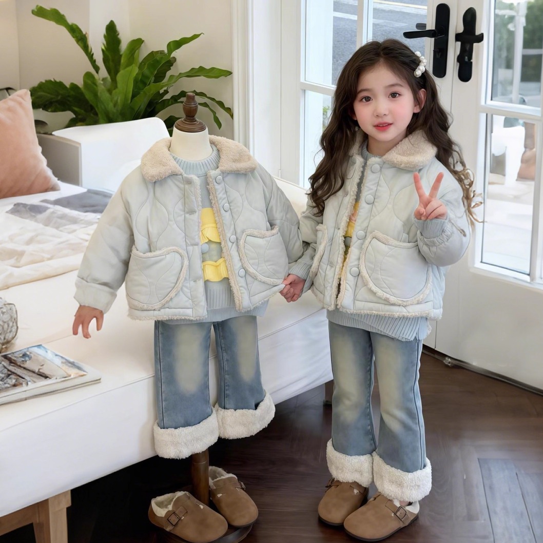 加厚外套女宝宝羊羔绒棉服