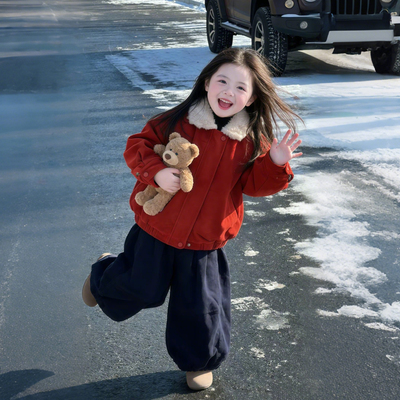 翻领红色棉衣宝宝过年保暖棉袄