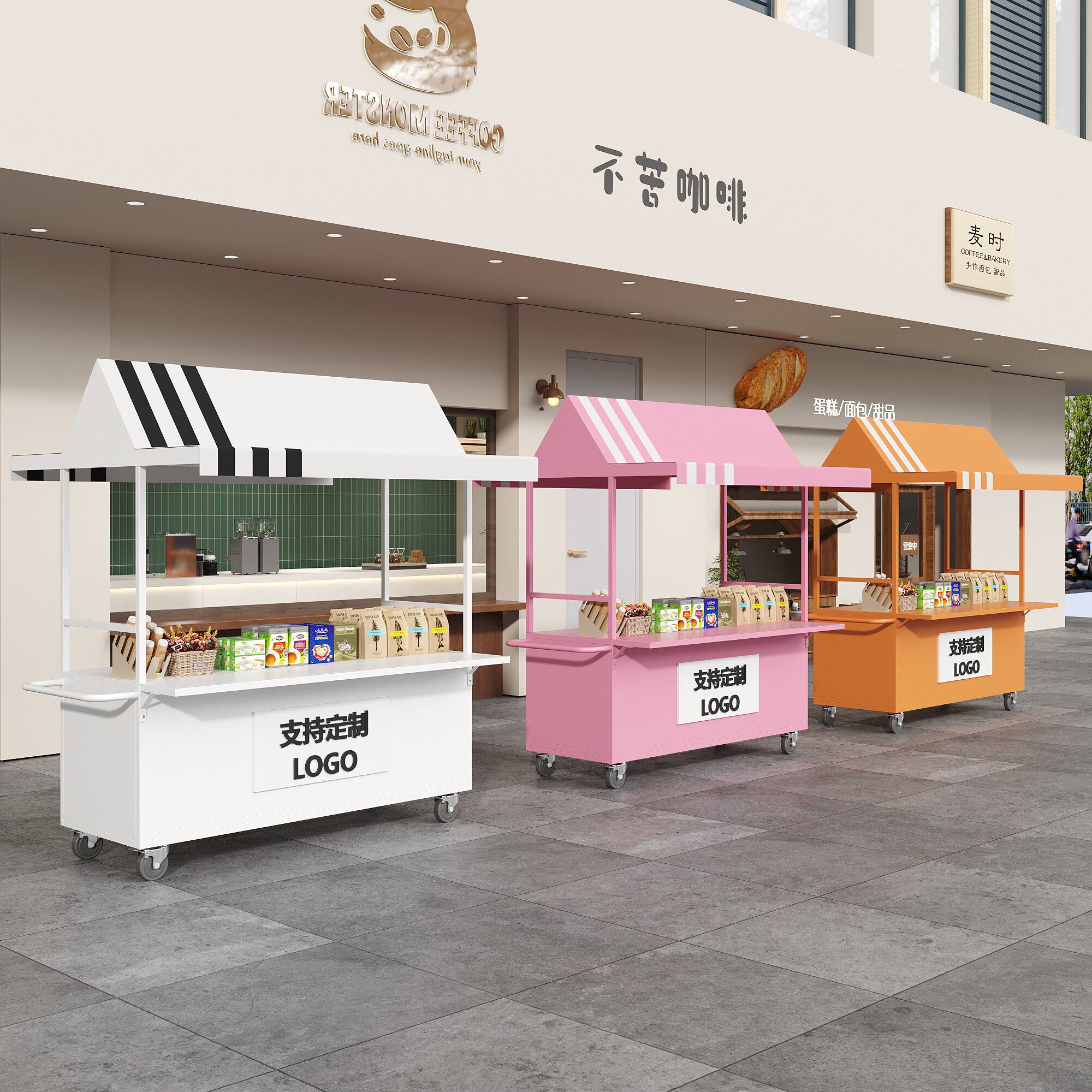 户外花车铁艺移动摊位架子集市商场网红小推车夜市摆摊促销小吃车