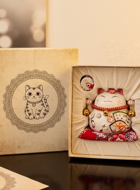招财猫陶瓷摆件手工招财进宝