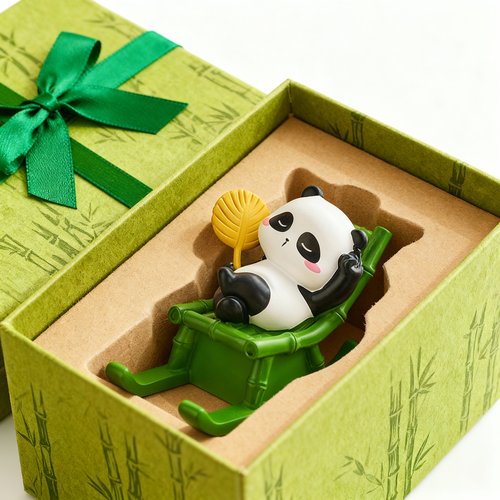 可爱熊猫毛绒中国风桌面摆件