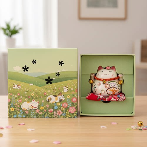 日式卡通猫咪桌面摆件礼盒装