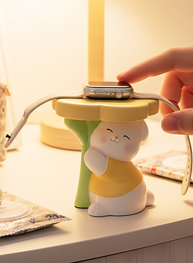 可爱兔子眼镜收纳托架桌面摆件