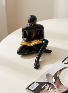 北欧抽象人物树脂摆件黑金