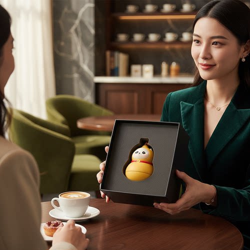 头层牛皮可爱企鹅钥匙扣摆件