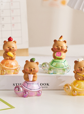 创意潮玩豚里豚气龟龟乐桌面摆件可爱卡皮巴拉办公室工位装饰礼物