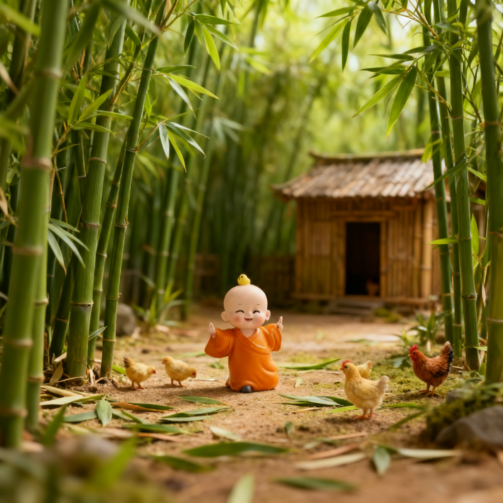 可爱小和尚陶瓷摆件家居桌面装饰