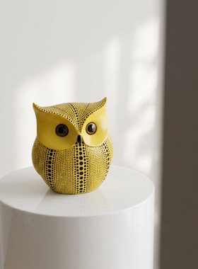 创意卡通猫头鹰黄色家居摆件