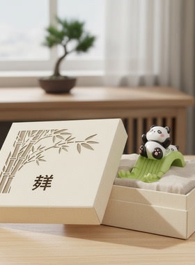 可爱熊猫装饰摆件限量典藏盒装